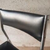 Vintage 70s black skai sled chair