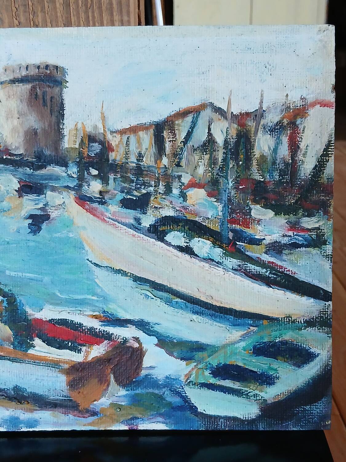 Peinture marine, le port de la Rochelle, années 50