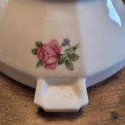 French floral porcelain salad bowl – 1940s–50s