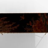 Table basse bambou laiton laque de Chine Maison Baguès 1950
