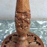 Lot 2 vintage wooden candlesticks