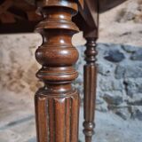 Table à abattants ancienne en noyer français – Table ovale avec rallonges pliantes des deux côtés, fin XIXe siècle