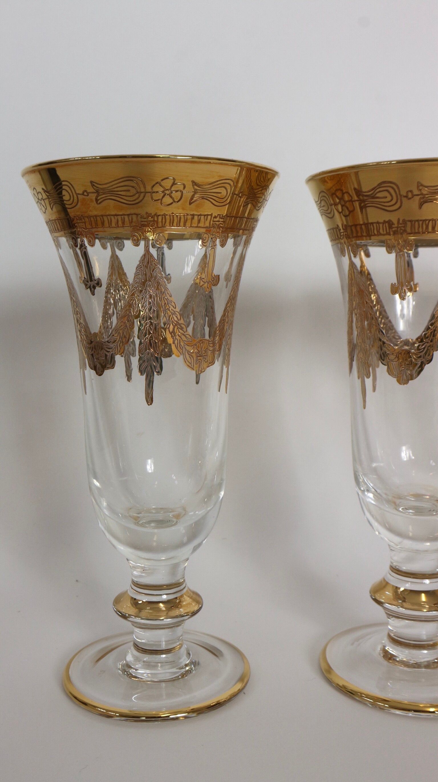 Service 12 glasses decoration engraved gold border
