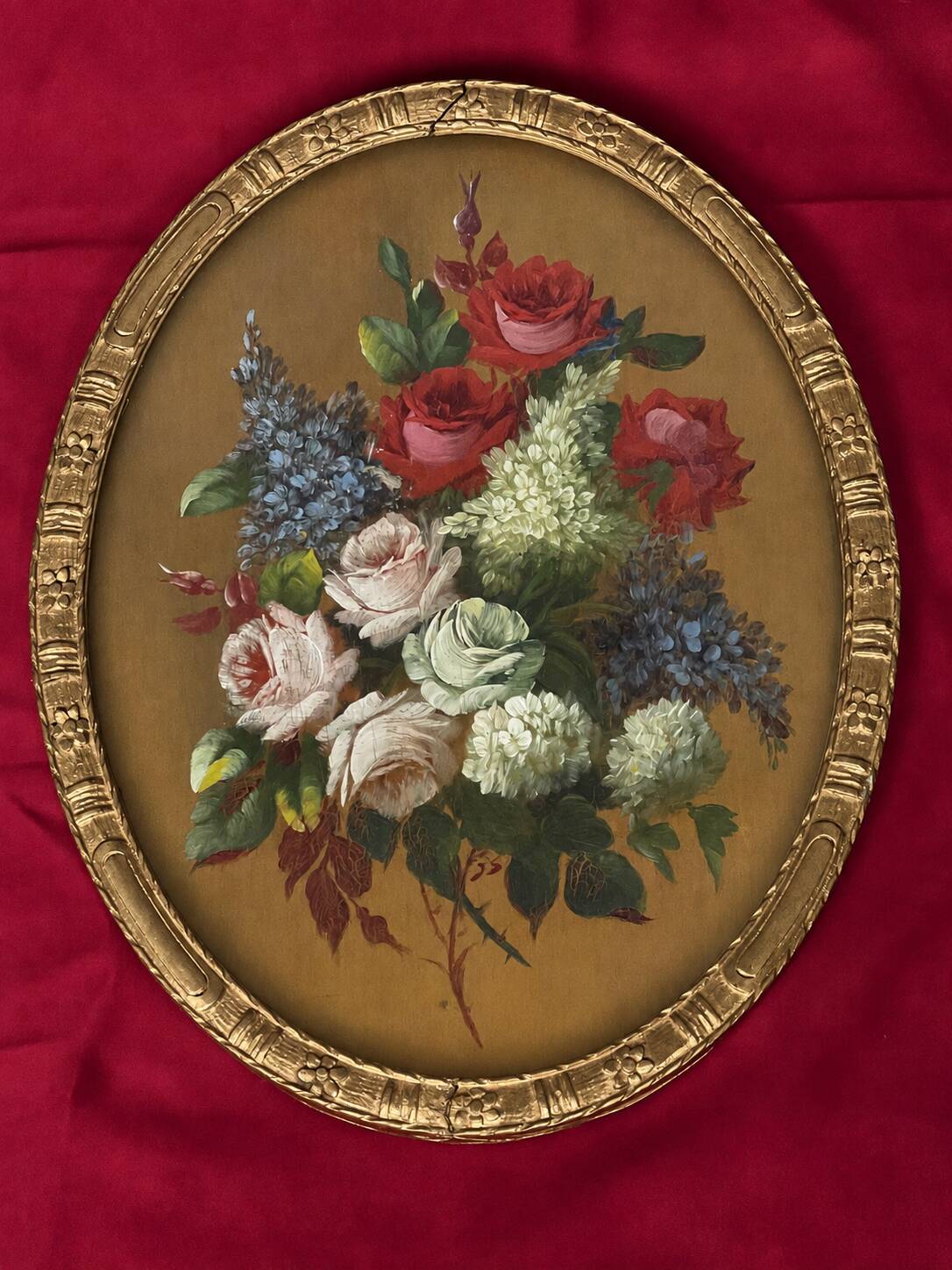 Still life with flowers. Oil on panel.