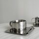 Designer stainless steel cups with tray and spoon