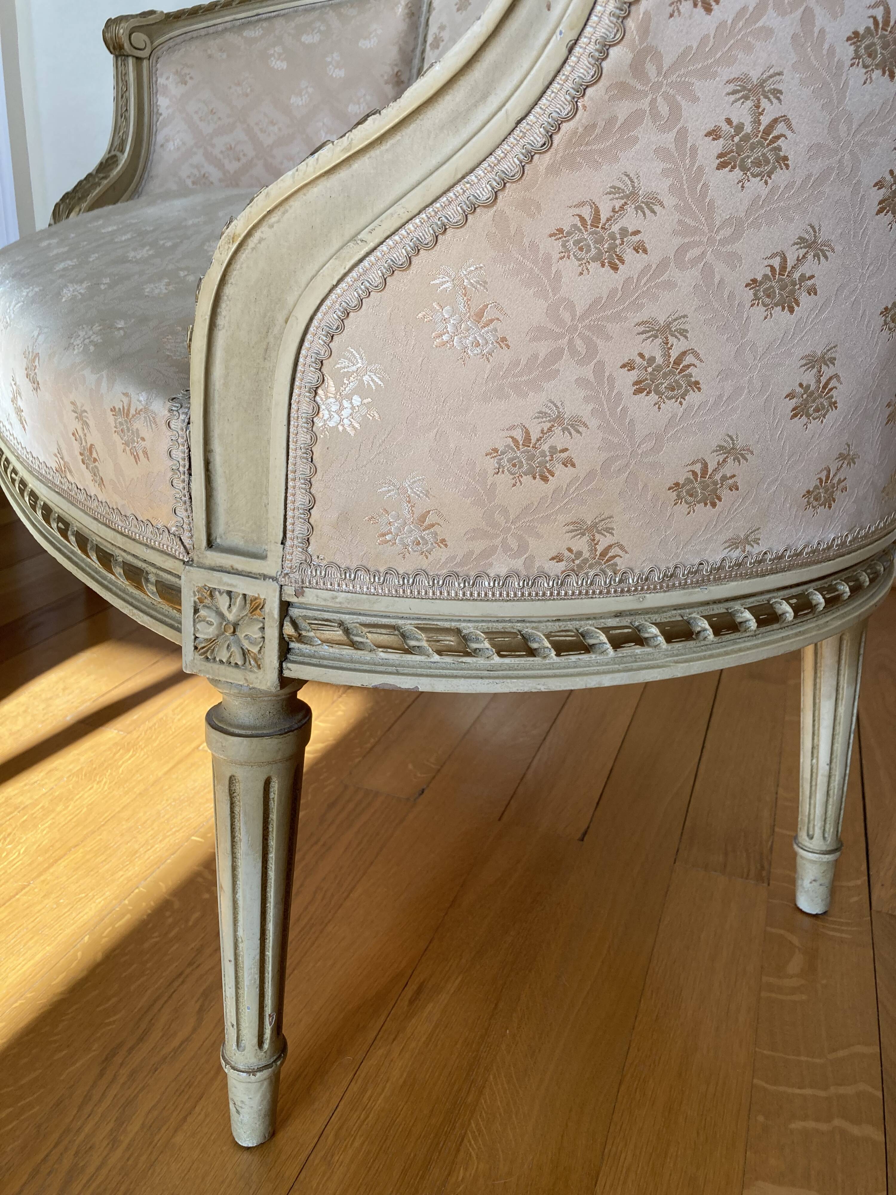 Louis XVI ivory and gold basket bench