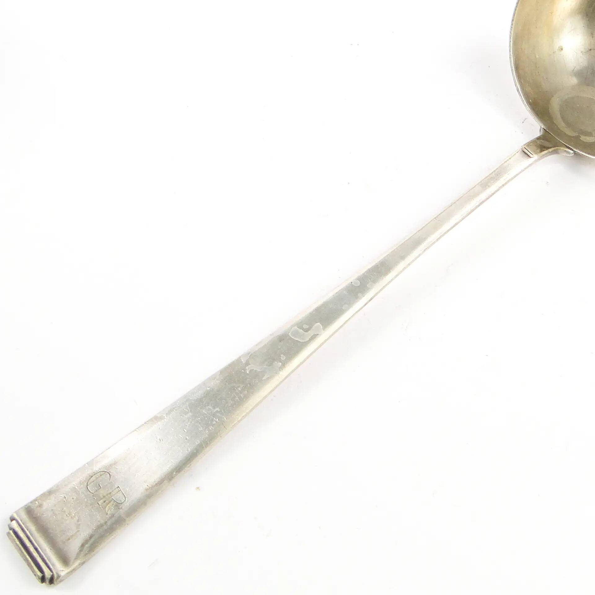 Art Nouveau soup ladle, silver-plated alpaca, Bracia Henneberg, Poland, 1930s