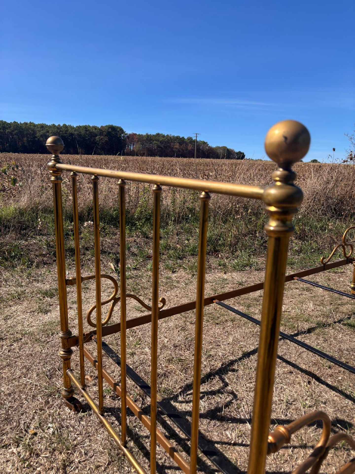 Antique brass bed with bars – Napoleon III style