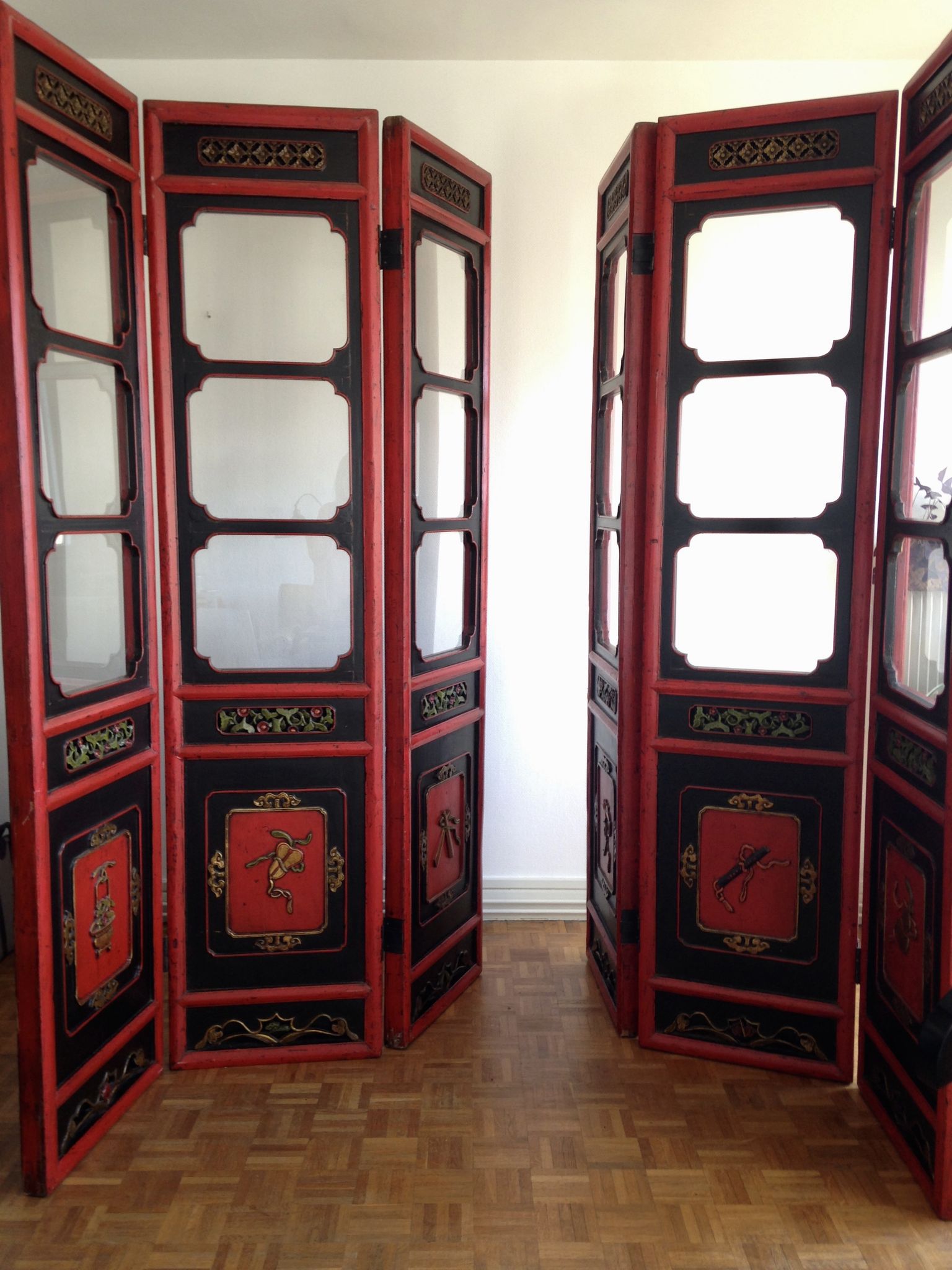 Pair of 3-panel screens