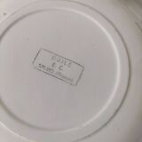 7 Salins Odile soup plates – raspberry flowers & blue border