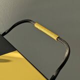 Vintage black and yellow checkered rolling bar trolley