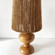 Vintage 1960 turned wood elm lamp