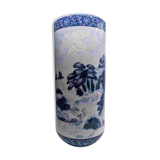 Blue and white porcelain umbrella stand, landscape decoration, 1970s-1990s