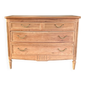 Cherry wood commode with a raw wood finish.