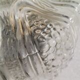 Portuguese mid century clear bubble glass bathroom flush mount light fixture lamp 1970s