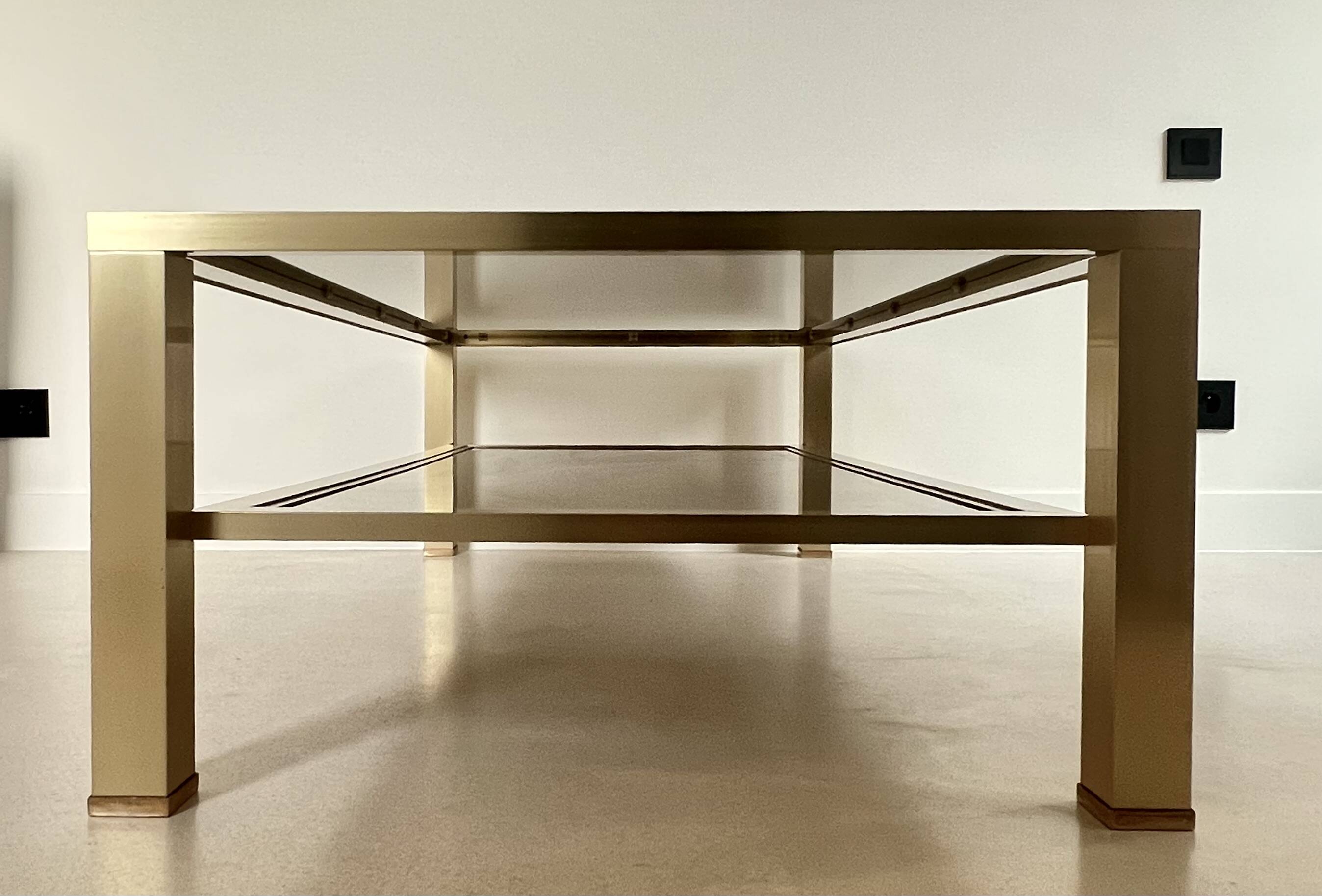 Large coffee table in gilded metal, France, 1970s