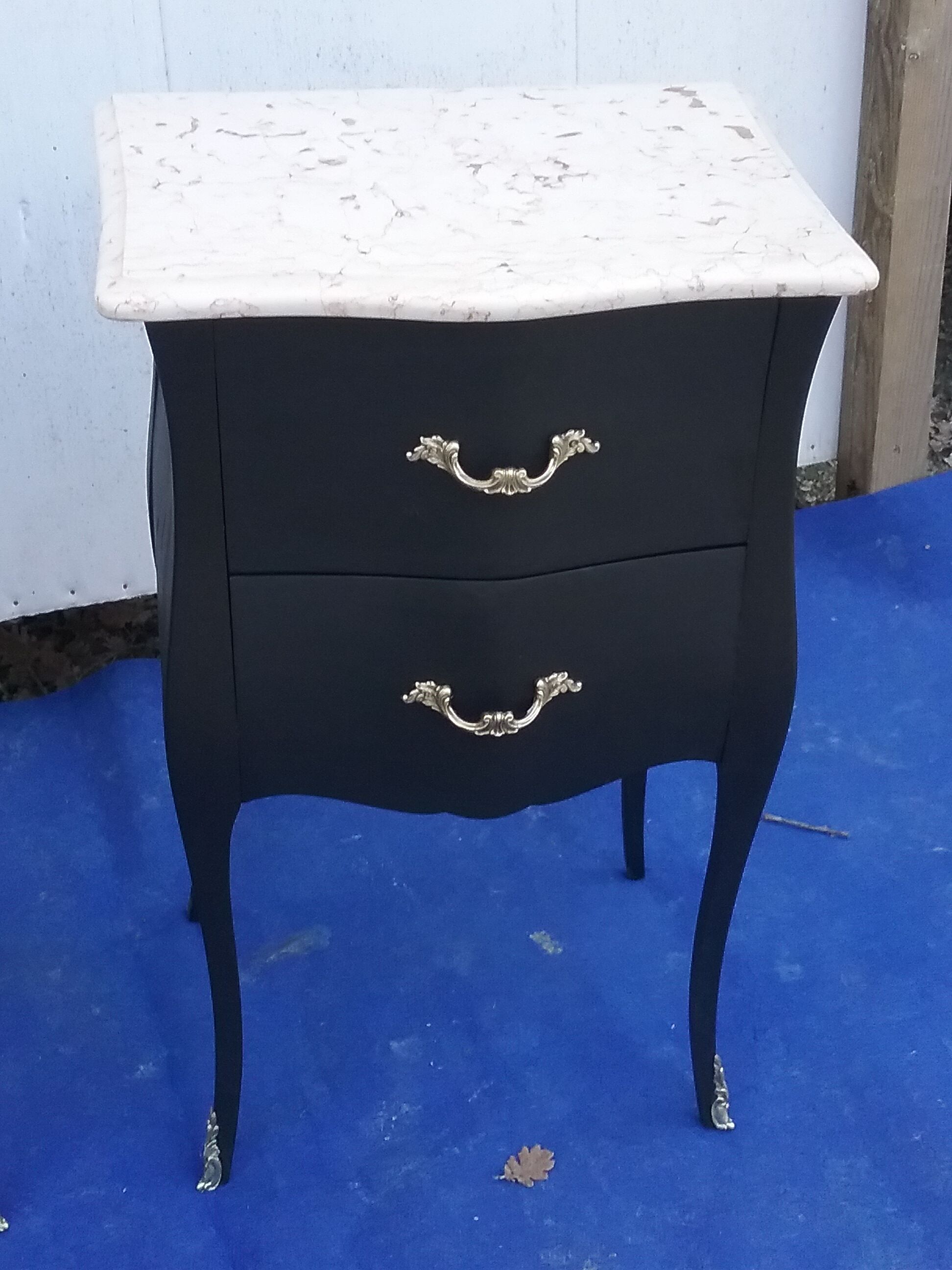 Pair of black L XV style bedside tables