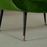 Green velvet armchairs by Gigi Radice, Italy 1950s set of 2