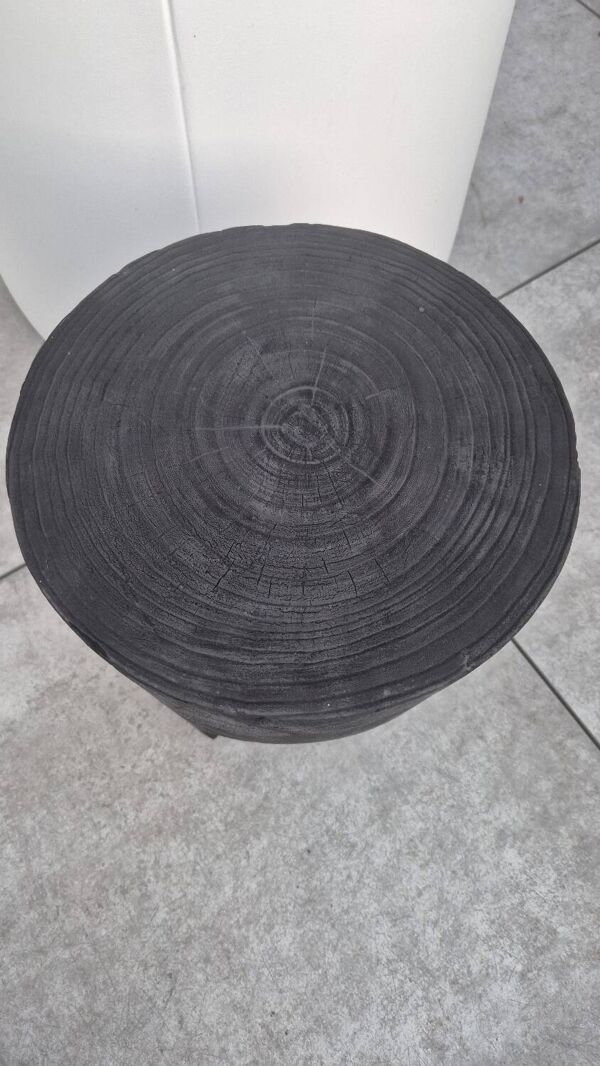 Tabouret en bois brule shou sugi ban