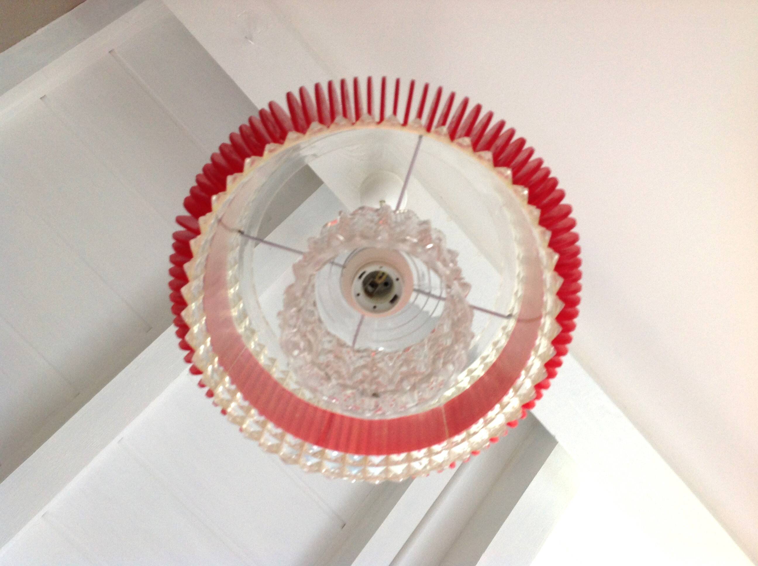 Suspension in glass and plexiglass with diamond points / vintage 60s-70s