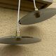 Pair of vintage lampshades, old enamelled sheet metal lampshades