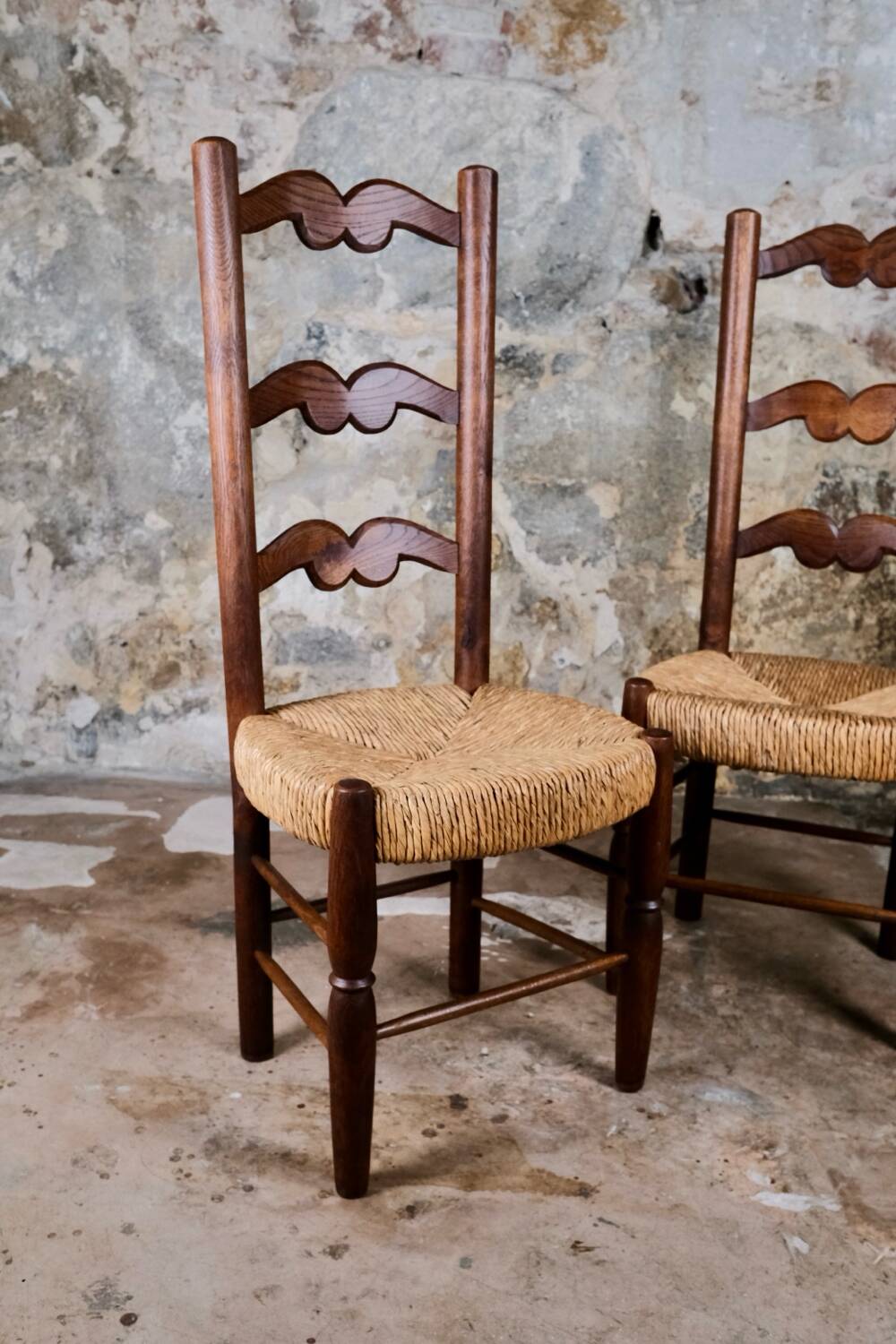 Pair of folk art chairs, France, mid-20th century