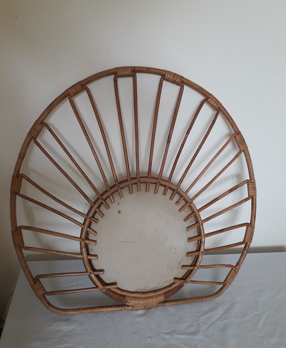Miroir soleil en rotin 57x57 cm