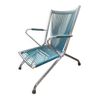 Chair armchair foldable child vintage 60's "scoubidou" blue
