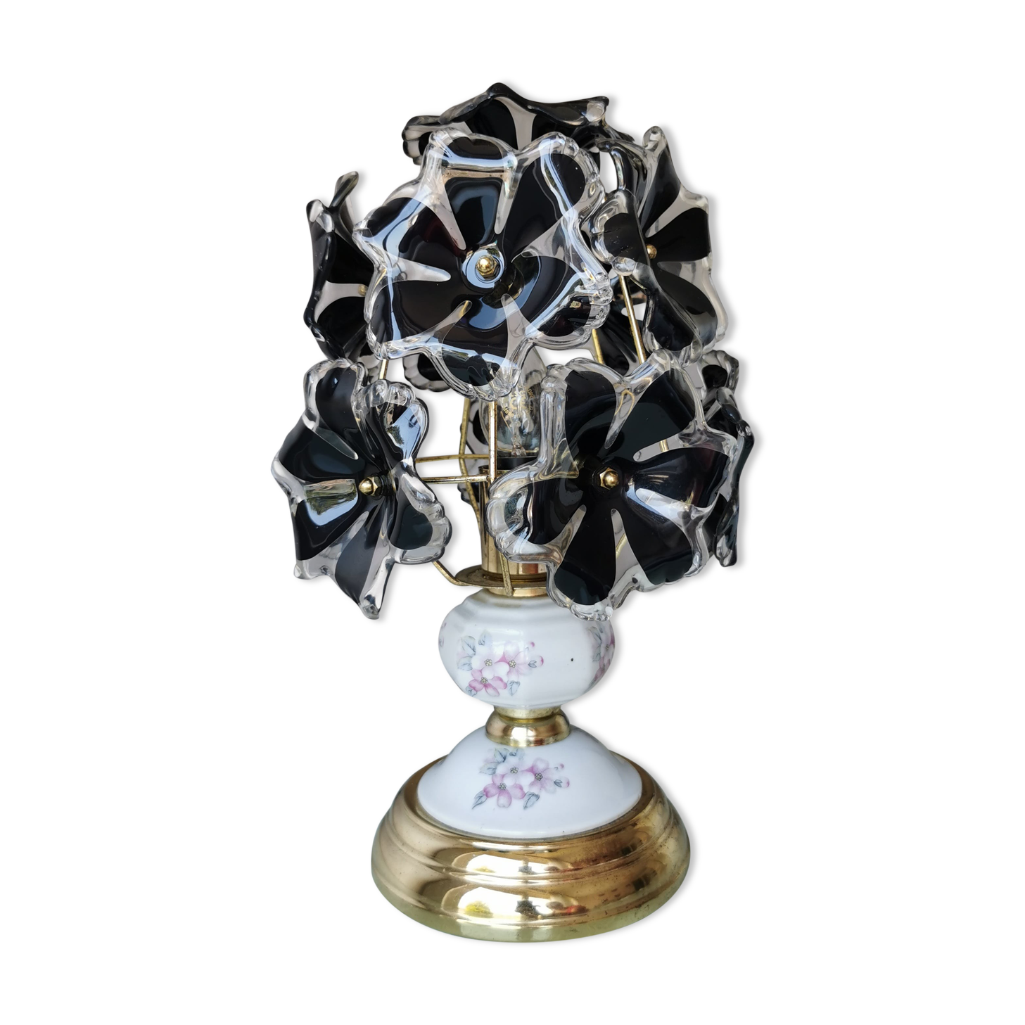 Table lamp with glass flowers, 80