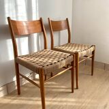 Pair of Scandinavian teak and rope chairs