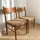 Pair of Scandinavian teak and rope chairs