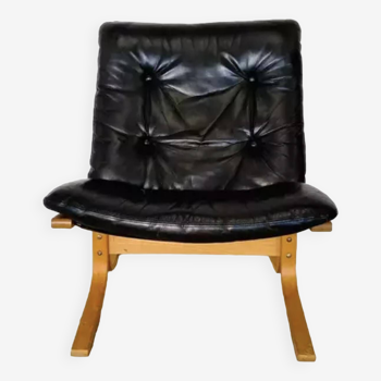 Fauteuil lounge vintage scandinave en cuir par Ingmar Relling 1970,S