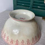 Antique salad bowl in Giens porcelain, iron earth