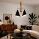 Mid-Century Modern pendant light, brass and metal, 1970s.