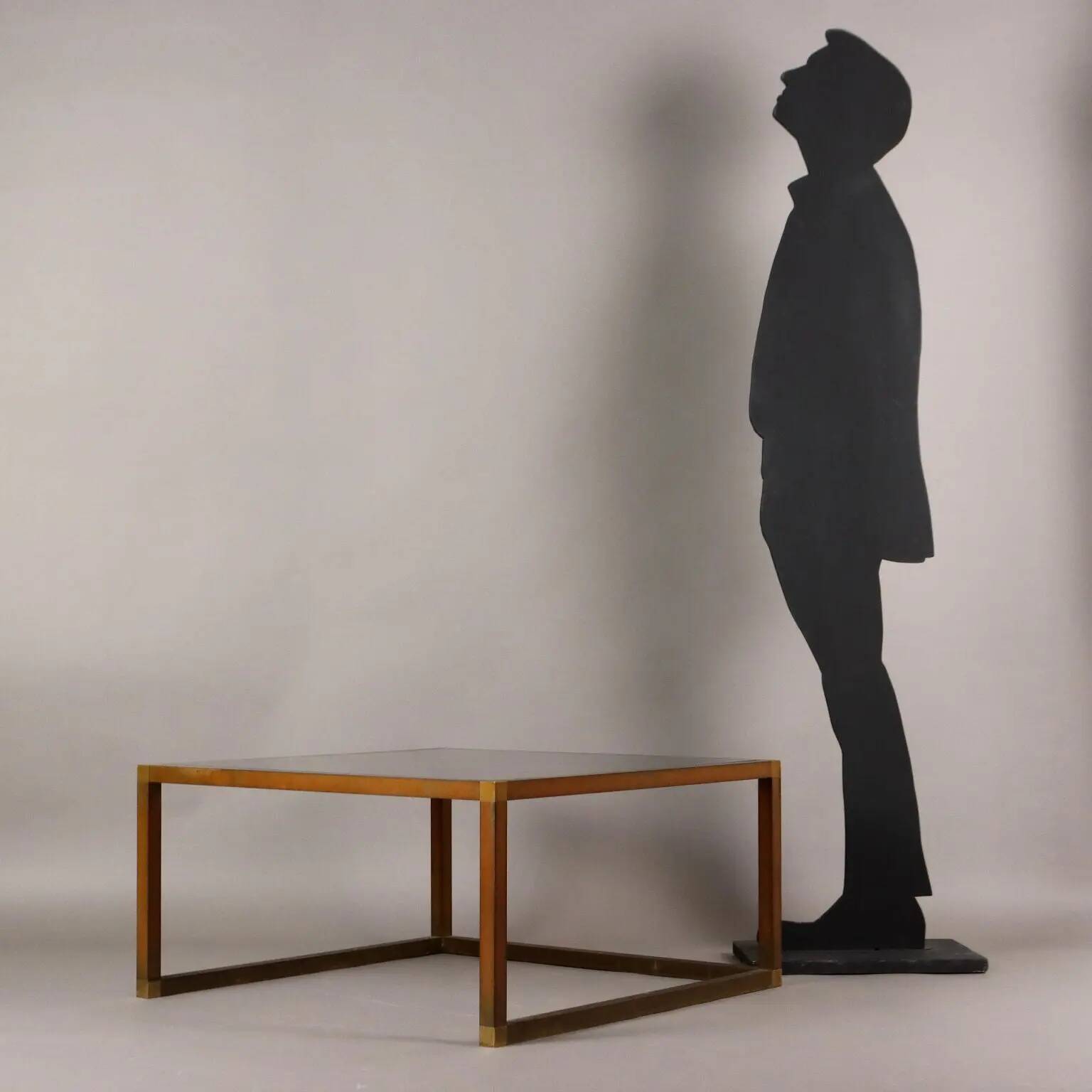 Vintage coffee table in brass and glass, Italy, 1960s-1970s