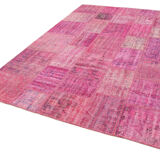 Tapis oriental surteint noué à la main 207 cm x 301 cm tapis patchwork rose