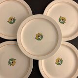 9 assiettes plates Salins Terre de Fer, modèle Christian, 1920
