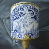 Clip-on lampshade, blue toile de Jouy