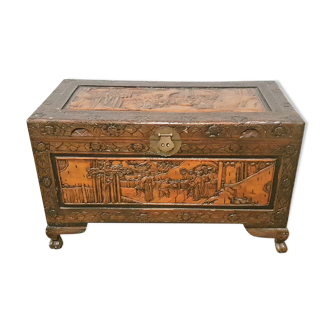Coffre de rangement asiatique chinois palissandre