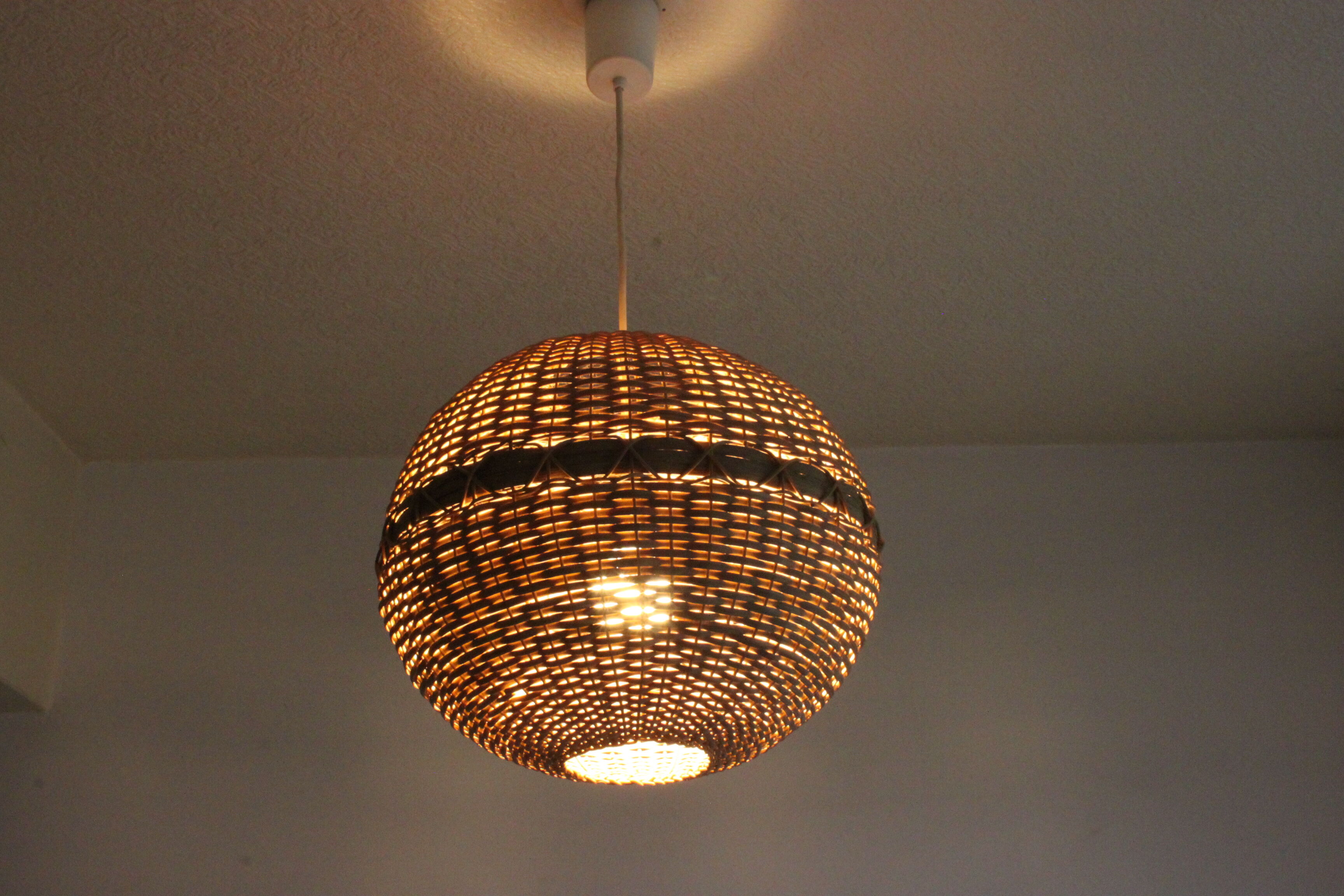Rattan ball pendant light, 1960s
