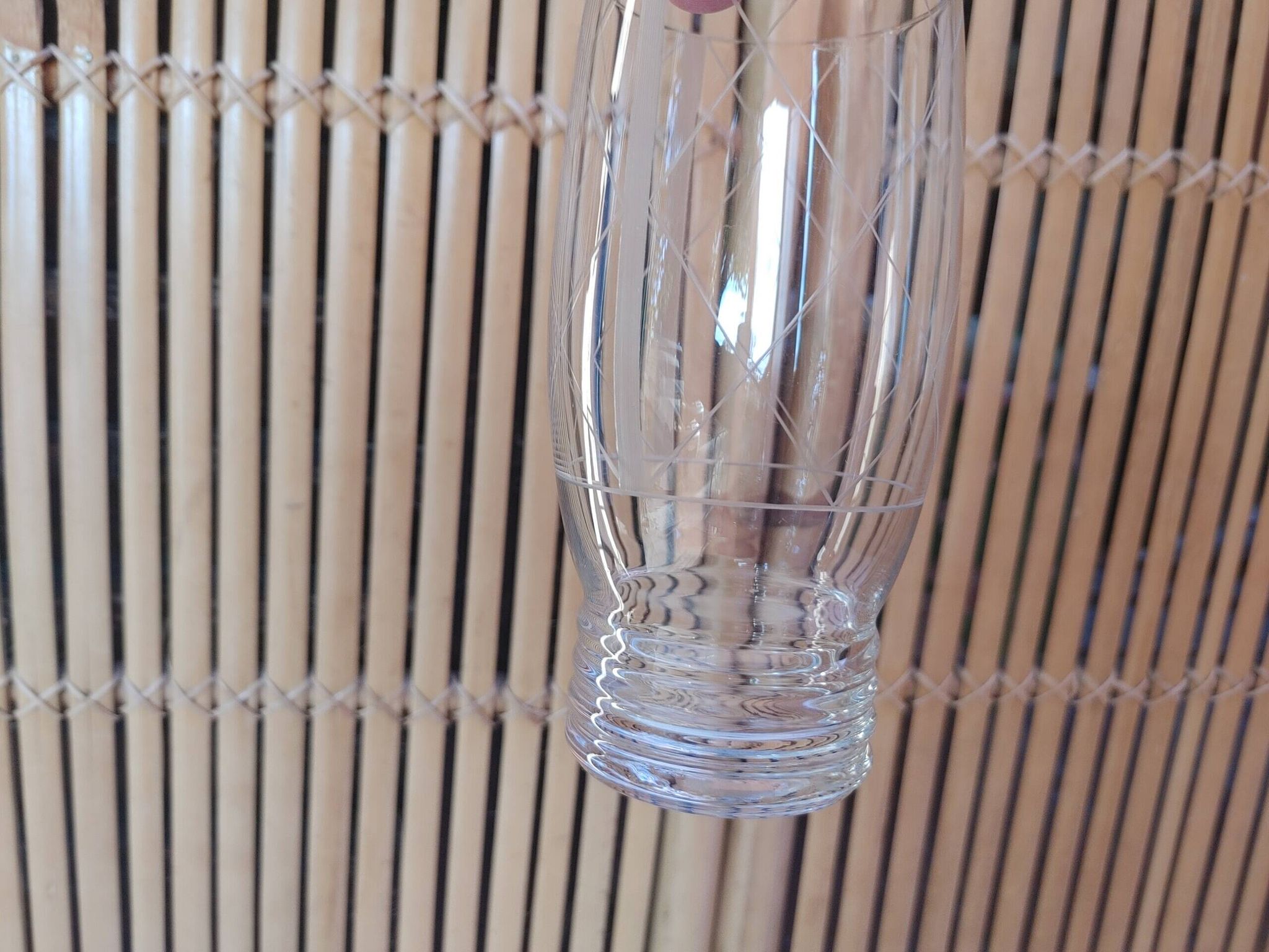 6 large old orangeade glasses - engraved crystal base, typical of the 1930s