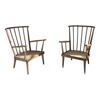 Pair of Baumann fan armchairs