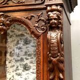 Renaissance style two-body display case in solid walnut Napoleon III