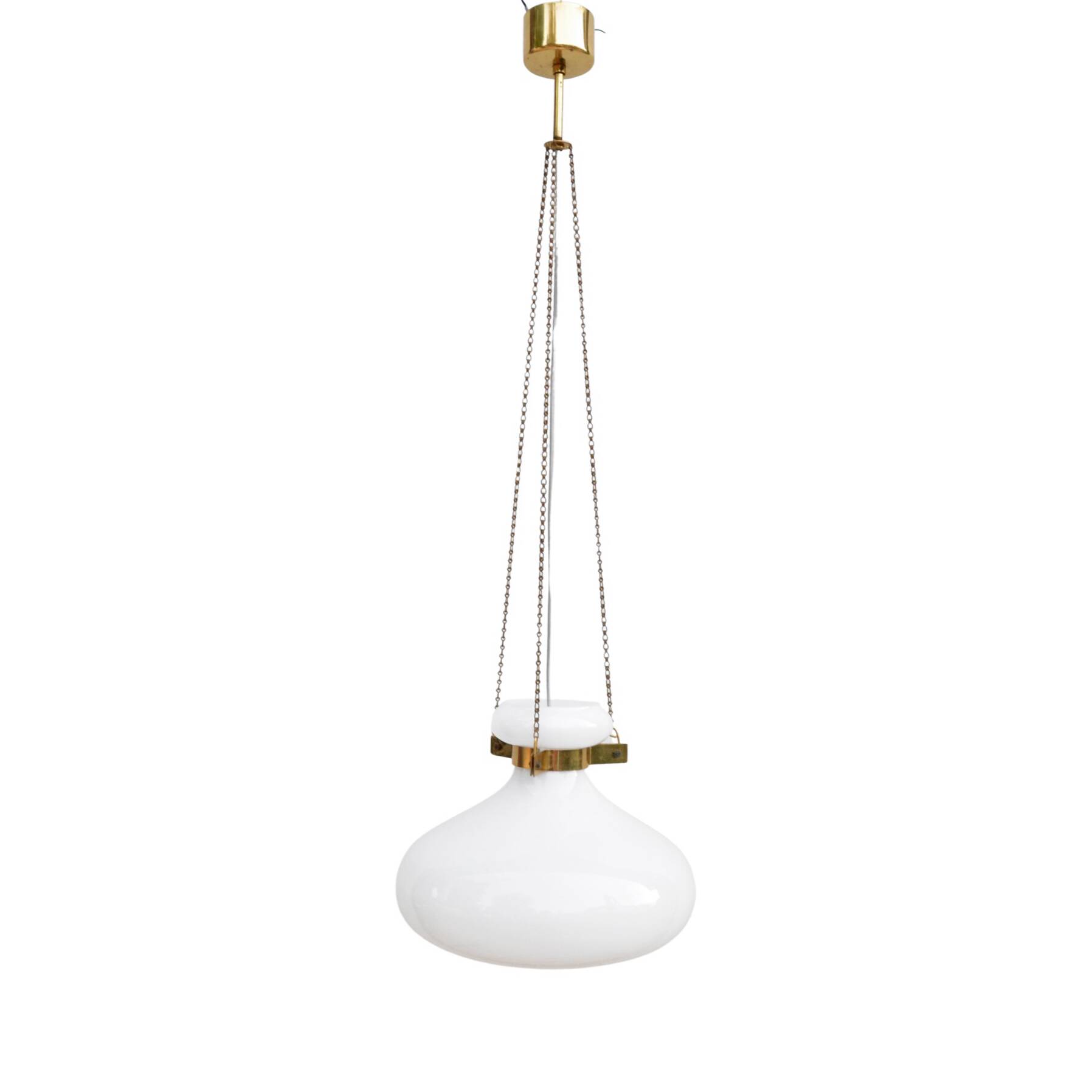 White, modernist chandelier Kamenický Šenov, Czechoslovakia, 1960s.