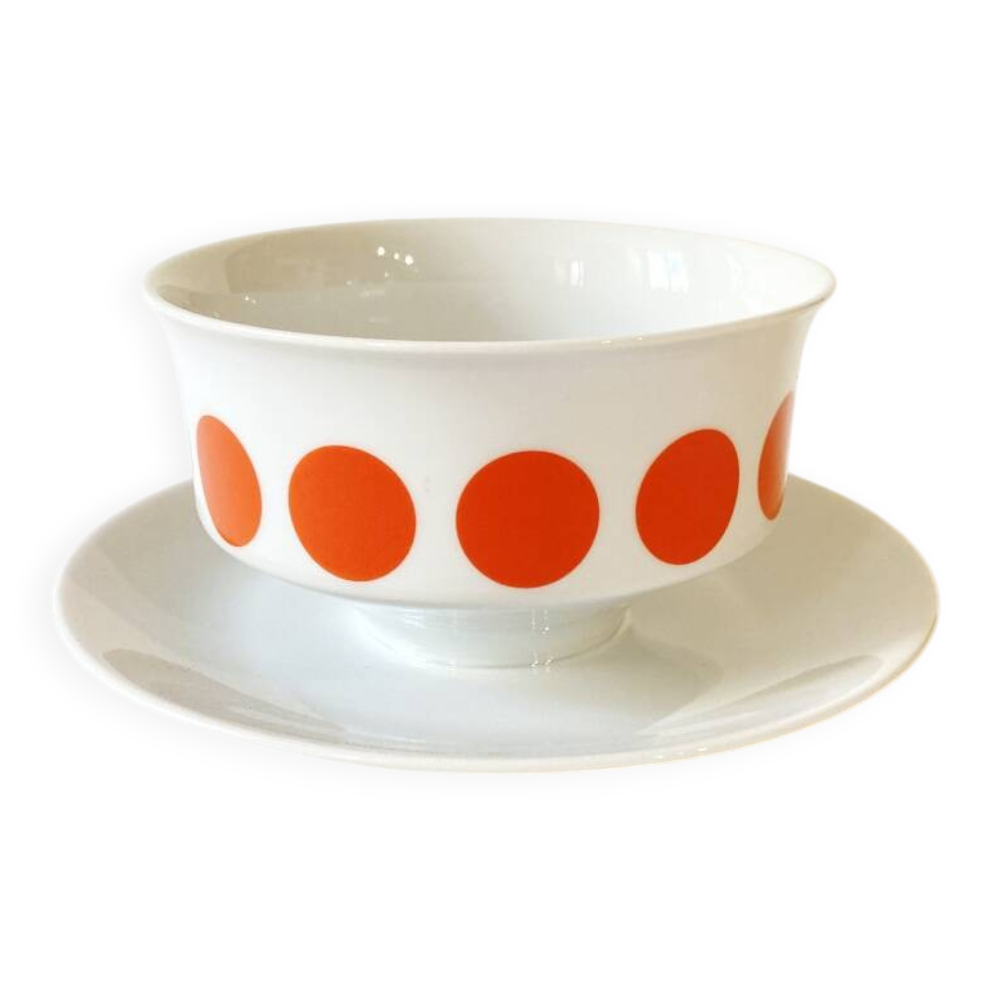 Schirnding Bavaria porcelain sauce boat with orange dots, 1970s
