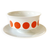 Saucière en porcelaine Schirnding Bavaria à pois orange, années 1970