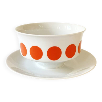 Schirnding Bavaria porcelain sauce boat with orange dots, 1970s