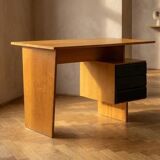 Writing desk by Bohumil Lansman, mid-century, 1950s–1960s, Czechoslovakia, wooden desk.