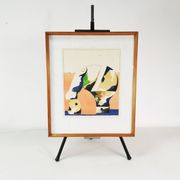 Horst Antes litografia “Portret głowy w kolorze”, Niemcy lata 70.