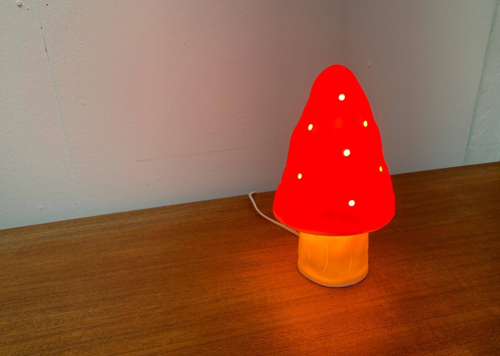 Postmodern plastic mushroom table lamp by Heico.